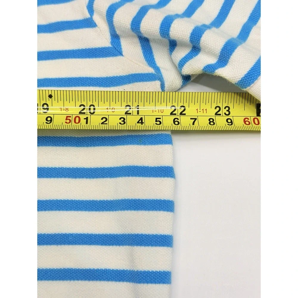 Vintage Polo Ralph Lauren Men's L Blue White‎ Striped Pony Polo Shirt Cotton